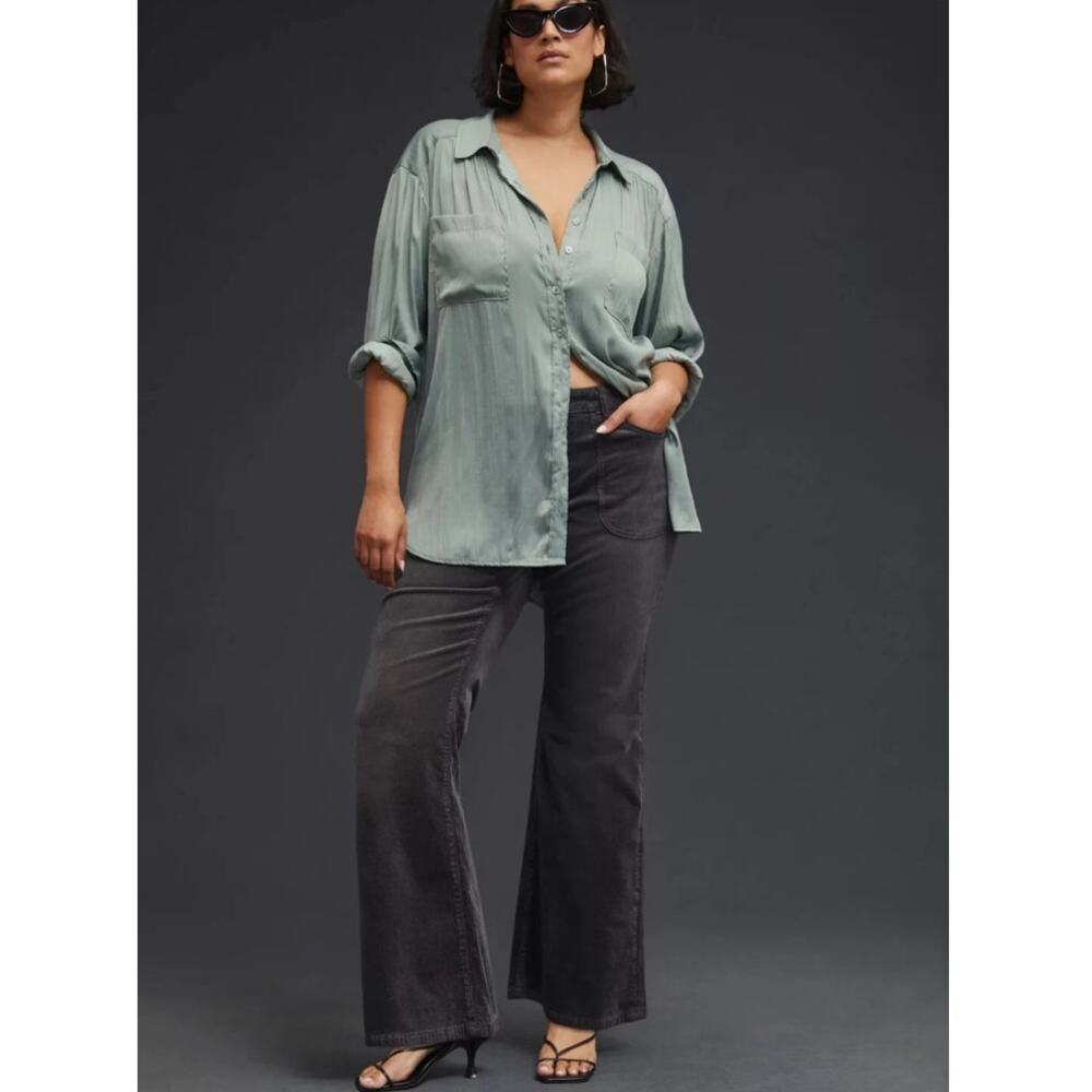 NEW Anthropologie The Icon Flare Corduroy Pants in Gray Size‎ 12 - Picture 2 of 9